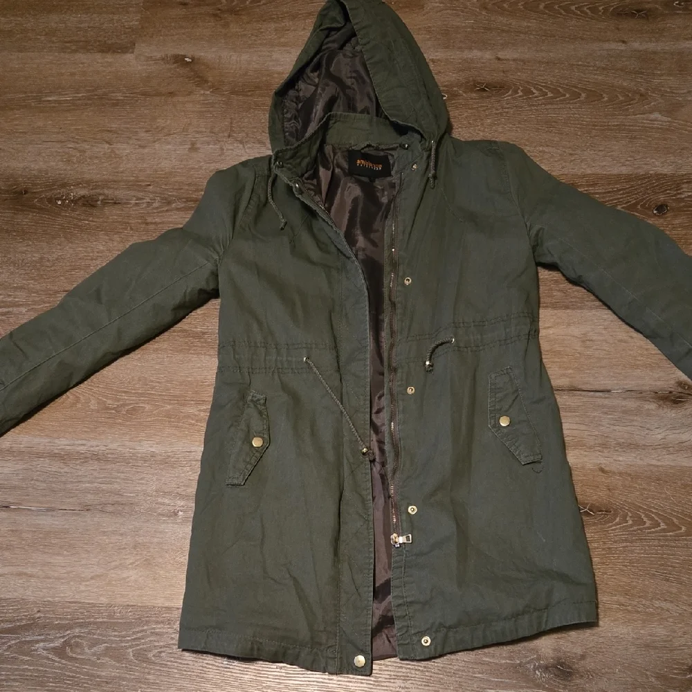 Ambiance Olive Green Utility Anorak Jacket - Picture 3 of 9